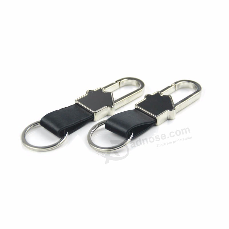 Promotional gift Custom classical Blank metal Leather Keychain