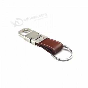 Porte-clés en métal personnalisé en cuir marron de qualité supérieure pour les hommes