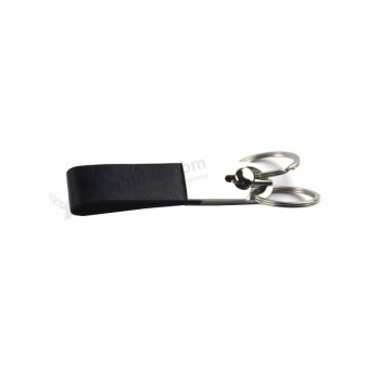 Detachable Double Rings Custom Blank Metal Leather Keychain