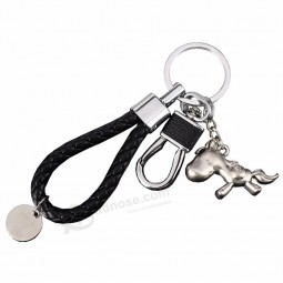 Luxury Cute Alloy Pig Horse Zodiac Keychain Leather Rope Key Chains Fashion Charm Men/Women Jewelry Key Chain Car Key Ring Gift