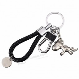 Schweinpferd-Tierkreis keychain ledernes Luxuxseil der netten Legierung Schlüsselketten arbeiten Charme Mann- / Frauenschmucksachen Schlüsselkette Autoschlüsselringgeschenk um