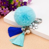 8cm Kaninchenfell Ball Schlüsselbund Quaste Pompons Schlüsselbund Pelz Pom Pom Schlüsselanhänger flauschige Schlüsselbund Frauen Tasche Charme sleutelhanger Pom Pom