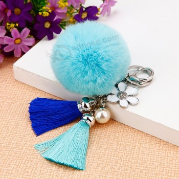 8cm Lapin Fourrure Boule Porte-clés Pompon Pompons Porte-clés Fourrure Pom Pom Porte-clés Moelleux Porte-clés Femmes Sac Charme Sleutelhanger Pom Pom