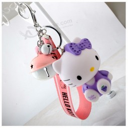 Cute Hello Kitty Key Chain Bag Charm Llavero Wrist Rope Key Ring Auto Key Chains for Car Key Holder Couple Keychain pendant gif
