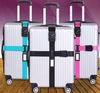 Sangle de bagage Ceinture croisée Emballage Valise de voyage réglable Nylon 3 chiffres Mot de passe Serrure Sangle à boucle croisée Courroies à bagages