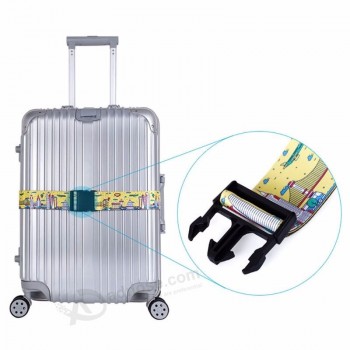 correias de bagagem viajar fivela de plástico cintos de mala de poliéster padrão impresso embalagem cinto