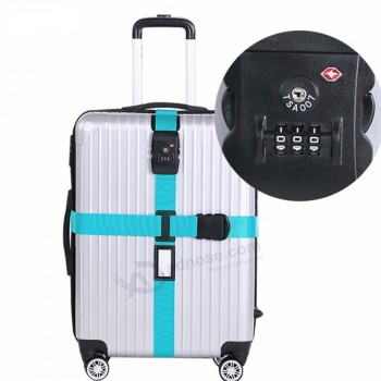 Serrure de sécurité Valise Ceinture Chiffres Croisés Mot de passe Ajuster Ceinture d’emballage Sangle de ceinture de valise pour valise de voyage Sangle de boucle