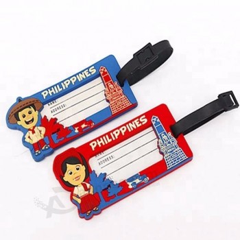 Étiquette de bagage de voyage en caoutchouc PVC souple robuste de taille standard