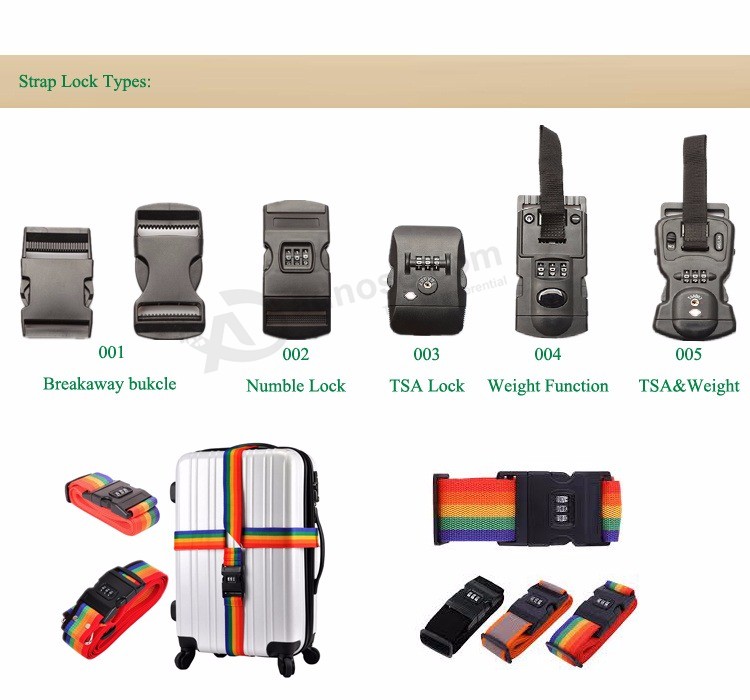 Jacquard tecer cinto de bagagem com Tsa Lock, mala cinto com logotipo personalizado, promocional cinto de bagagem