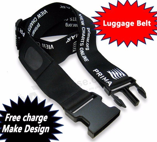 Promotional Custom Design Logo Polyester Luggage Belts with Lock