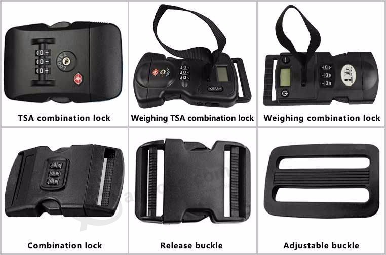 Cintura bagaglio con lucchetto Tsa, cintura bagaglio con fascia riflettente, cinghia bagaglio con stampa logo