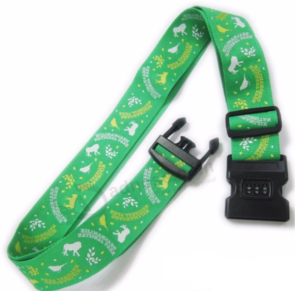 Green embroidered Luggage strap with combination Lock