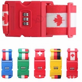 Ceinture à bagages drapeau national du Canada, ceinture à bagages Number Lock, ceinture à bagages d’impression, cadeau promotionnel travelpro sangles à bagages