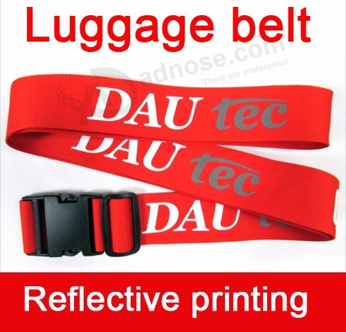 Cinto de bagagem com logotipo reflexivo de impressão, cinta luaage, cinto promocional