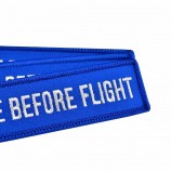 10 PCS/LOT Remove Before Flight Keychains for Motorcycles Blue Embroidery Key Chain for Aviation Gifts Key Fobs OEM Key Chain