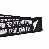 5 PCS Never Drive Faster Than Your Guardian Angel Can Fly Keychains for Motorcycles keys Stitch OEM Keychain key Fobs 8 chaveiro