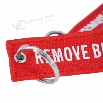 1 PC remover antes do voo Chaveiro 1 PC Eu amo voar cadeia para carro Chave Fob Tag Chaveiro para presentes da aviação bordado chaveiro