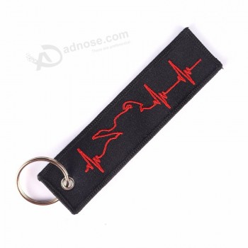 3 PCS / LOT mode motard battement de cœur porte-clés pour motos et voitures broderie porte-clés en gros à la mode porte-clés