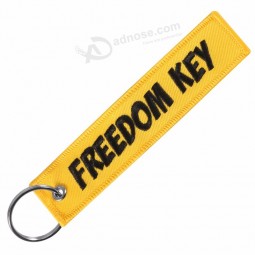 Coil 3pcs Embroidery freedom keychains for motorcycles and cars Yellow Customize Motorcycle Keychain Jewelry Aviation Giftts