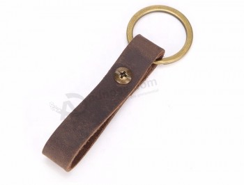 Porte-clés promotionnel personnalisé classique en cuir véritable