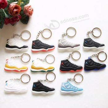 17 Couleur Mini Silicone Jordan 11 Porte-clés Sac Breloque Femme Hommes Enfants Porte-clés Cadeaux Sneaker Porte-clés Accessoires Chaussures Porte-clés