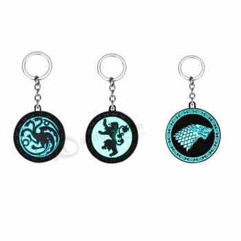 Luminous Game of Thrones Keychain TV Bag Keychians House Stark Wolf Lannister Lion Targaryen Dragon Fans Gift