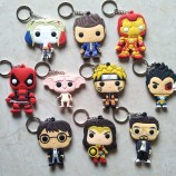 New ironman spiderman deadpool harry dobby PVC keychain harley quinn wonder women tony stark keychains Bag gifts kids fans