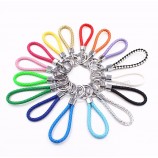 double loop keychain phone bags creative 2018 new Car Key ring braided leather rope handmade waven keychain zinc alloy 16colors