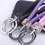 cheap! double loop rhinestone crystal keychain creative 2019 new key chain purse messenger bag backpack pendant 21colors