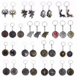 RJ game of thrones keychains house stark wolf pendants Key chains A song Of Ice And fire targaryen dragon keyring souvenirs gift
