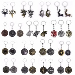 RJ game of thrones keychains house stark wolf pendants Key chains A song Of Ice And fire targaryen dragon keyring souvenirs gift