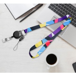 Pas de MOQ Impression de haute qualité Longe personnalisée pour badge d’identification rétractable Enroulements cordon de sangle de cou pour téléphones Gym Hang Rope