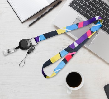 Pas de MOQ Impression de haute qualité Longe personnalisée pour badge d’identification rétractable Enroulements cordon de sangle de cou pour téléphones Gym Hang Rope