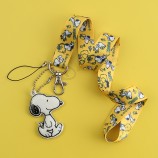 cute cartoon printing neck strap lanyards for phone badge holder