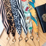 fashion leopard print neck straps chiffon wide lanyards for keys