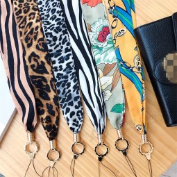 fashion leopard print neck straps chiffon wide lanyards for keys