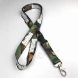 custom lanyard with custom logo heat transfer/silkscreen with metal hook
