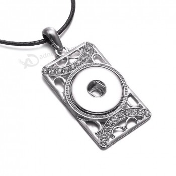 Collier pendentif en cuir corde Snap Fit DIY 18mm Snap Buttons Charm Jewelry pour les femmes