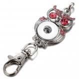 Chave de cristal intercambiável coruja animal gengibre botão de pressão colar de pingente de jóias Fit 18mm botão de pressão charme jóias