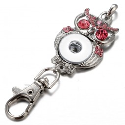 Interchangeable crystal key lanyard owl animal Ginger Snap Button Pendant Necklace Jewelry Fit 18mm Snap Button Charm jewelry