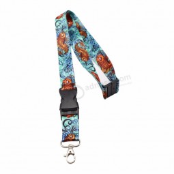 free sample custom design Dye sublimation printing carabiner tool badge holder lanyard with plastic buckle