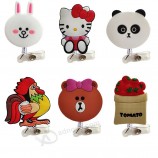 Novos titulares de crachá de plástico retrátil colorido dos desenhos animados com cordão