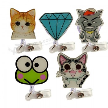 Belle Animal Rétractable Tirer Badge Bobine ID Longe Nom Tag Carte