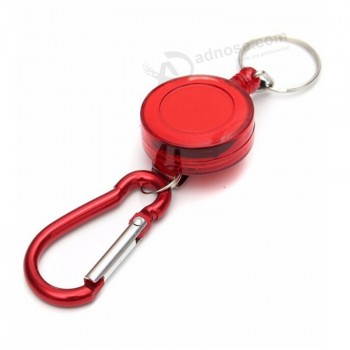 Red retractable pull Key ring ID badge name lanyard Tag