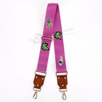 polyester embroidered custom pattern shoulder bag strap