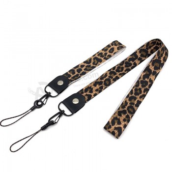 Atacado cordão de pele de leopardo correias no pescoço cordão para iphone XS cinto de telefone pendurar cadeia Chave ID passe tiras de cartão para samsung