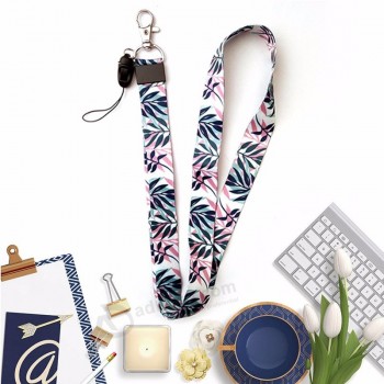 Sangle de téléphone portable dessin animé chat mignon longe en bambou sangle de cou pour clés carte d’identité S pour Huawei USB porte-badge bricolage accrocher corde
