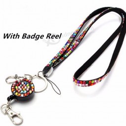 1 stück einzelhandel lanyard kristall strass handy umhängeband schlüsselanhänger strass lanyard abzeichen rolle RT-RH-11