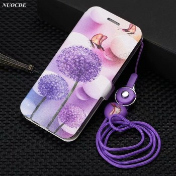 Portefeuille en cuir PU Flip Cover Case Longe papillon