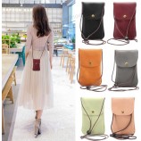 Sac de téléphone Sac de messager de cou suspendu Étui en cuir PU Poche Longe Fente de carte Pochette à bandoulière